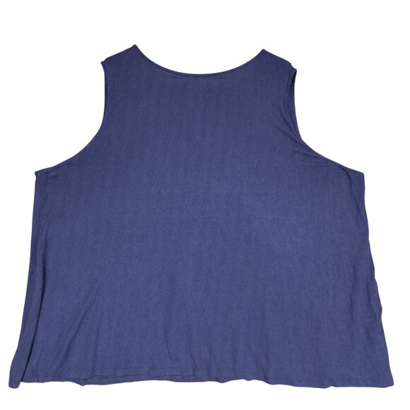 Lane Bryant Top Blouse 26 28 Navy Blue 56x26 Stretch Ruffle Front Sleeveless - Picture 2 of 10